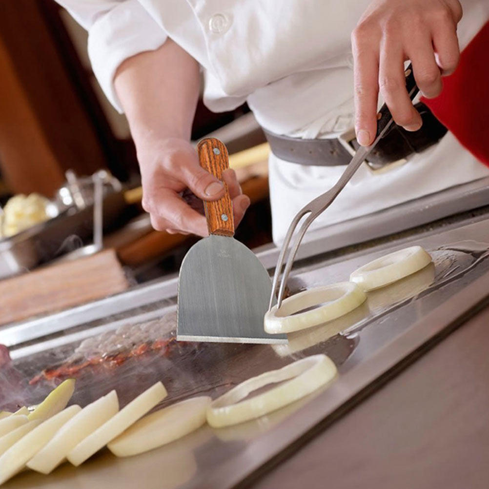 Kitchen Gadgets Set - 3Pcs Wooden Handle Stainless Steel Steak