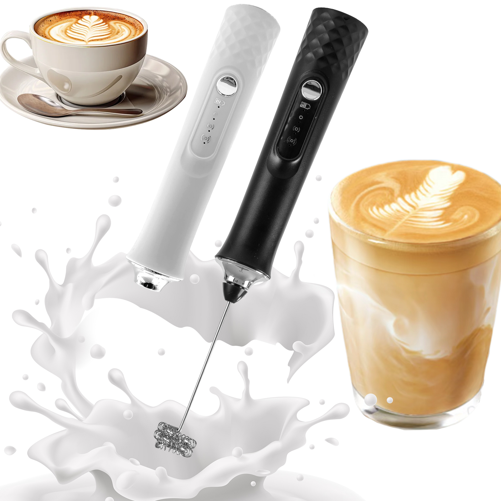 Healthy Kitchen Gadgets - Powerful Electric Milk Frother, Handheld Whisk