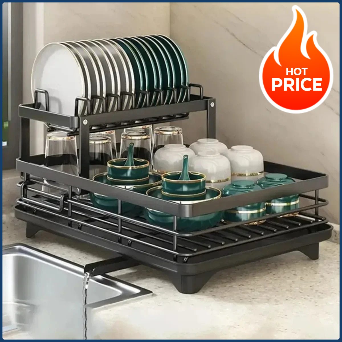 Double Layer Bowl Rack Adjusta - Kitchen Gadgets And Utensils 리뷰 및 가격